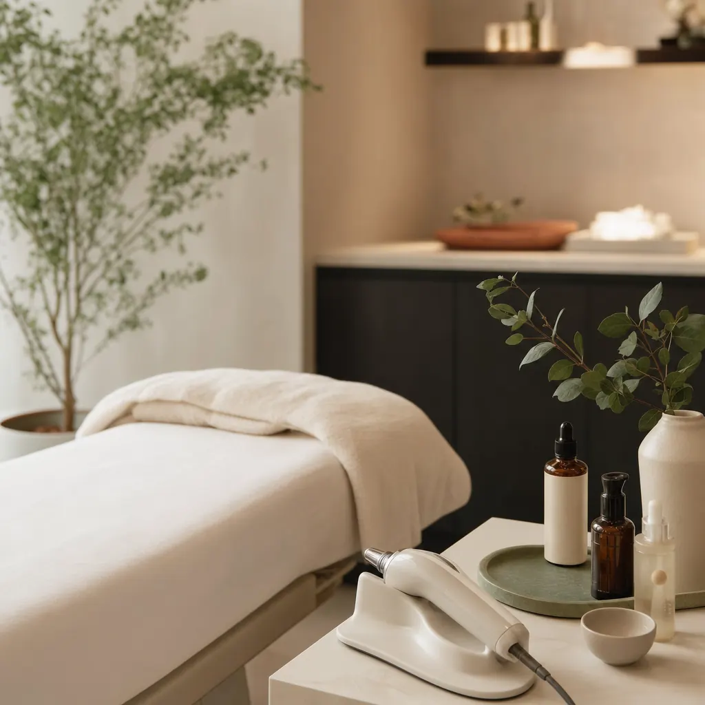 Reviderm Mikrodermabrasion Behandlung im Kosmetikstudio — professionelle Anwendung durch Fachkraft