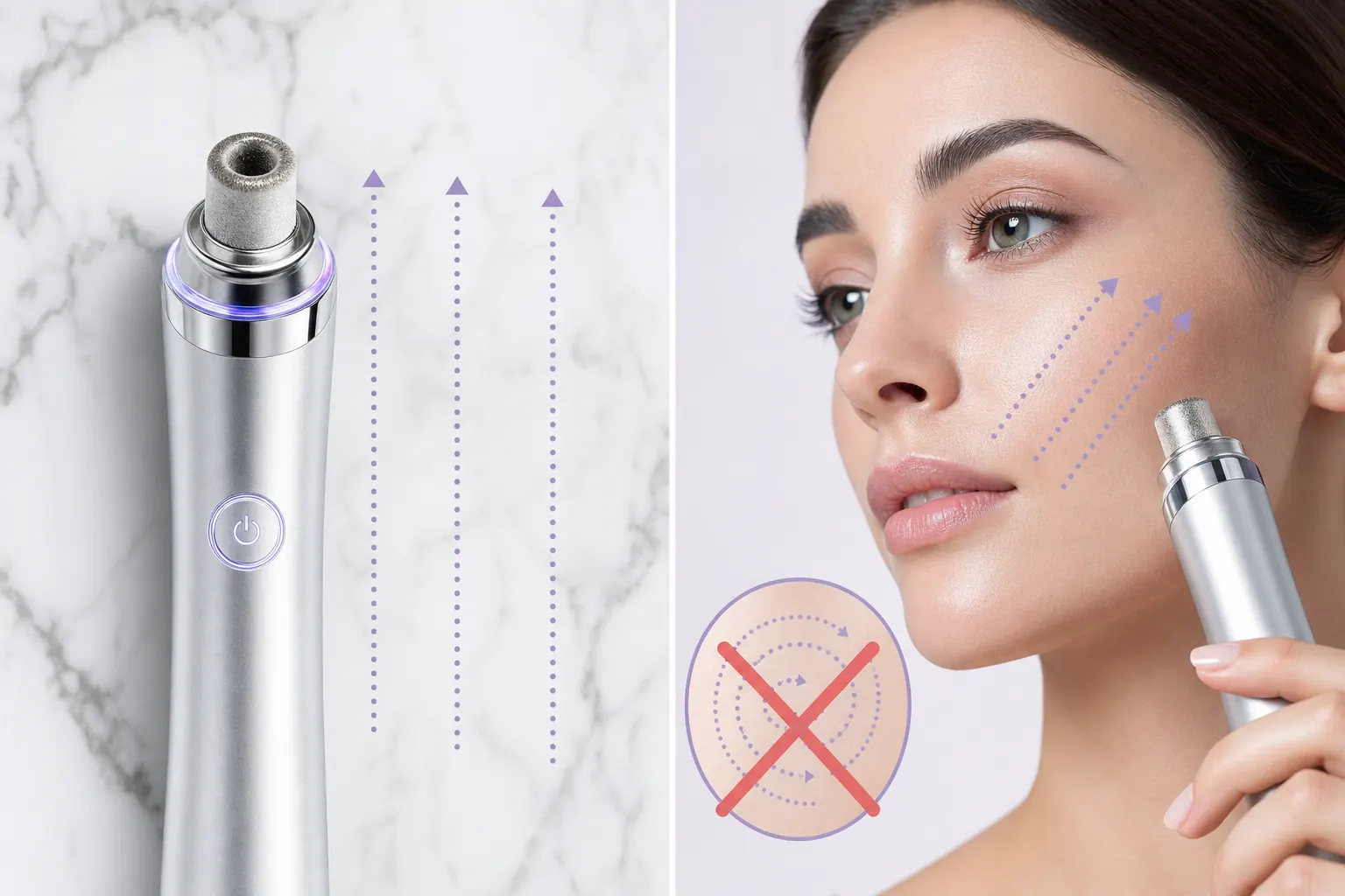 Mikrodermabrasion Heimgerät richtige Technik — gerade Bahnen statt Kreisbewegungen